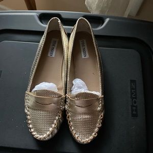 Gold flat loafer